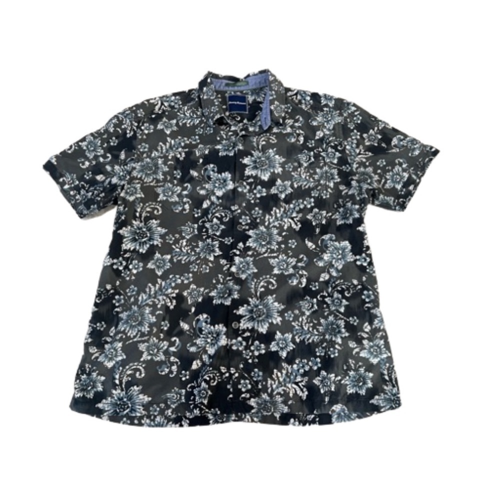 Tommy Bahama Black and White Floral Casual Button Down Shirt